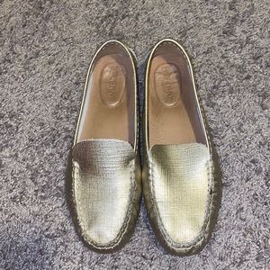 SPERRY GOLD METALLIC LEATHER LOAFER FLATS SIZE 8